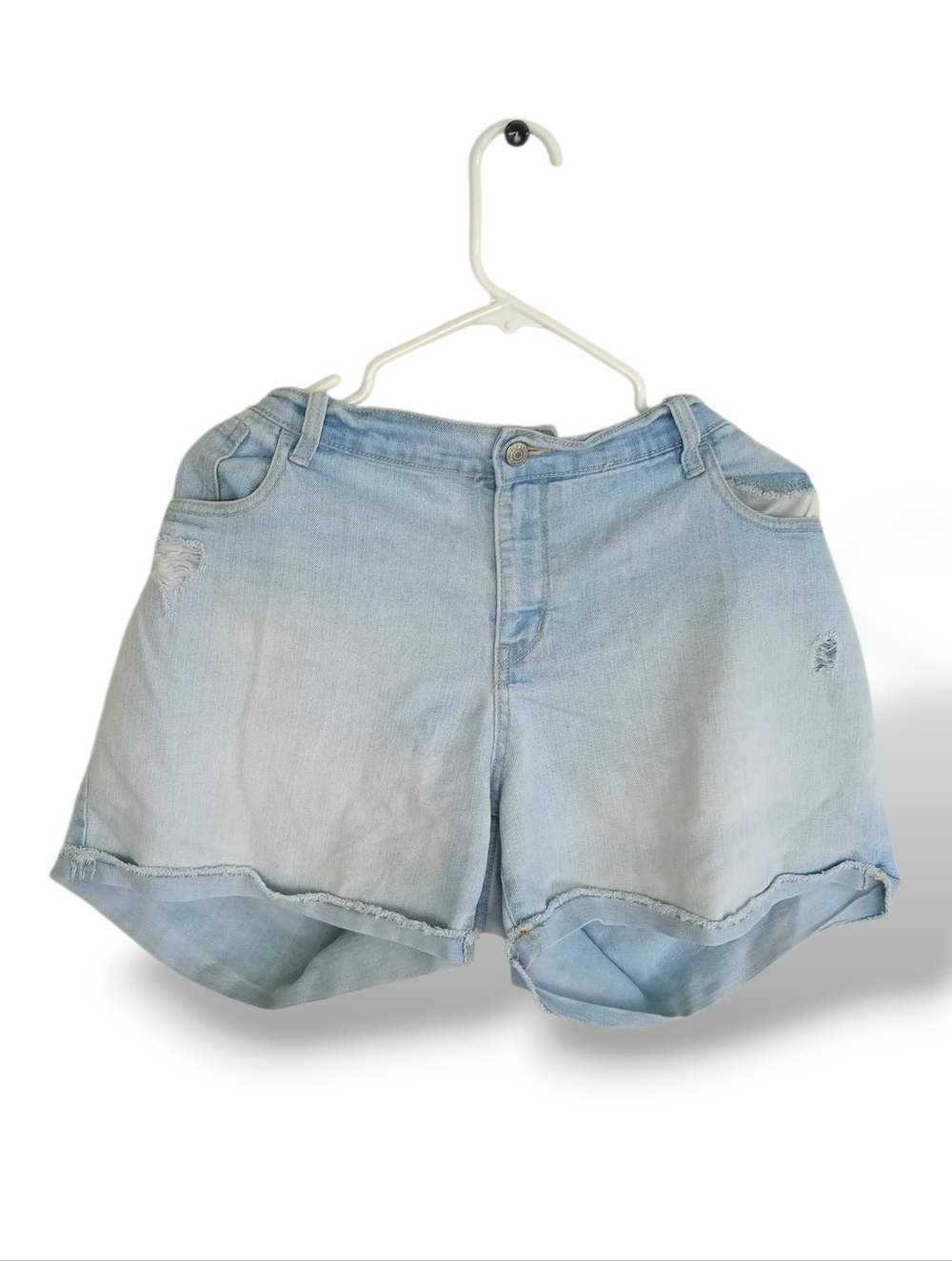 Old Navy Light Wash Denim Cutoff Shorts Sweetheart Cut Distressed Plus Summer 16